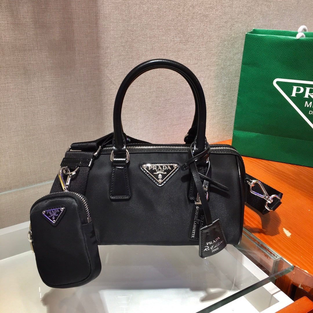 TOP HANDLE CROSSBODY BAG 20 IN BLACK RE-NYLON
