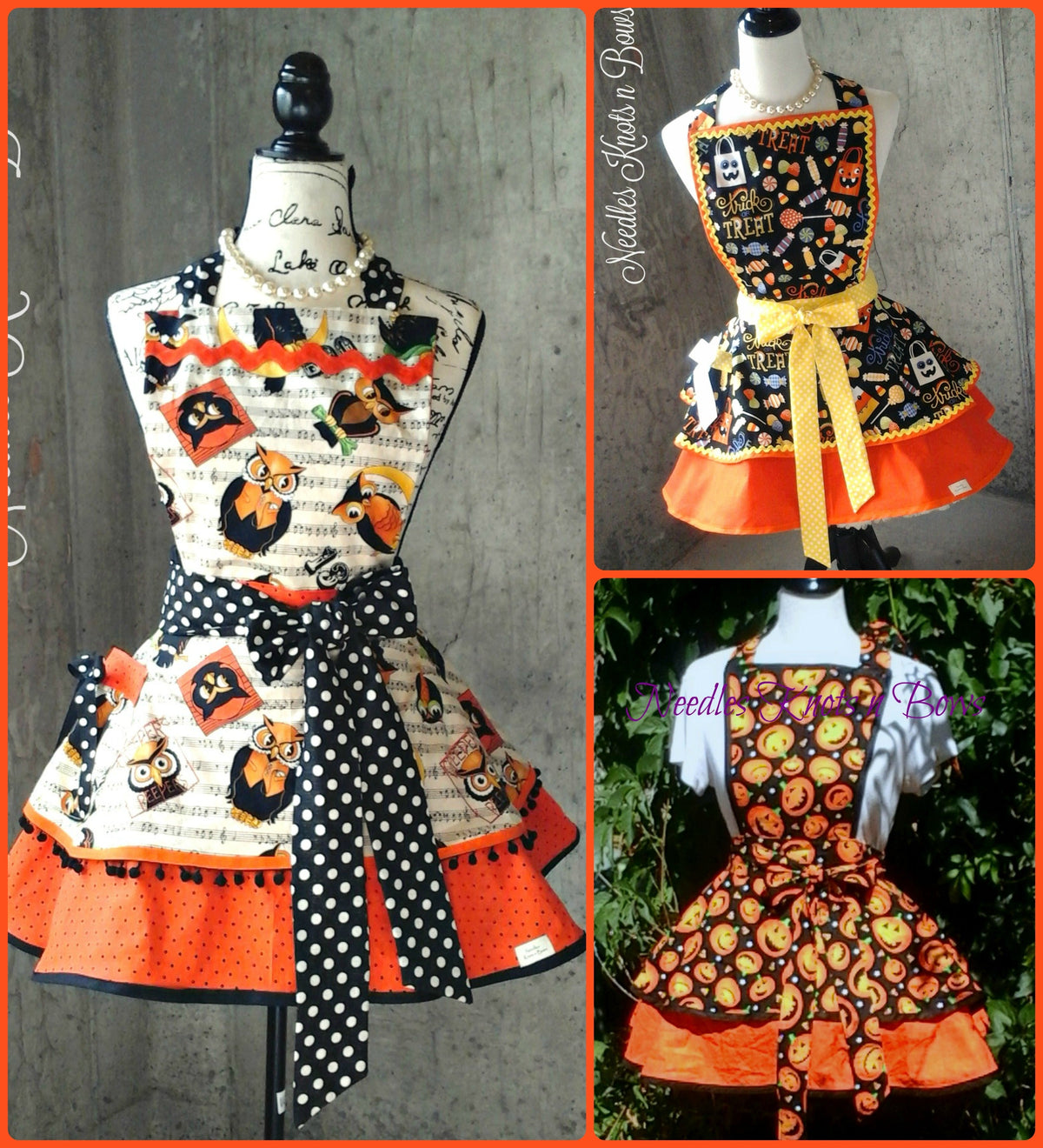 Women's Retro Halloween Witch Apron with Pocket