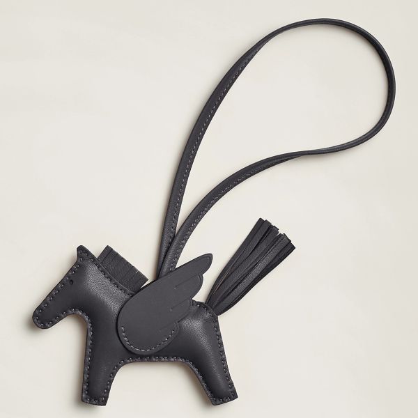 HERM Rodeo Pegase PM Bag Charm in Ardoise Lambskin