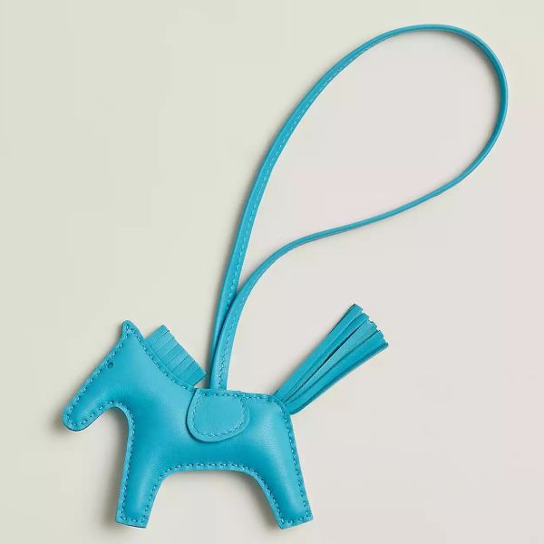 HERM Rodeo PM Bag Charm in Blue Azteque Lambskin