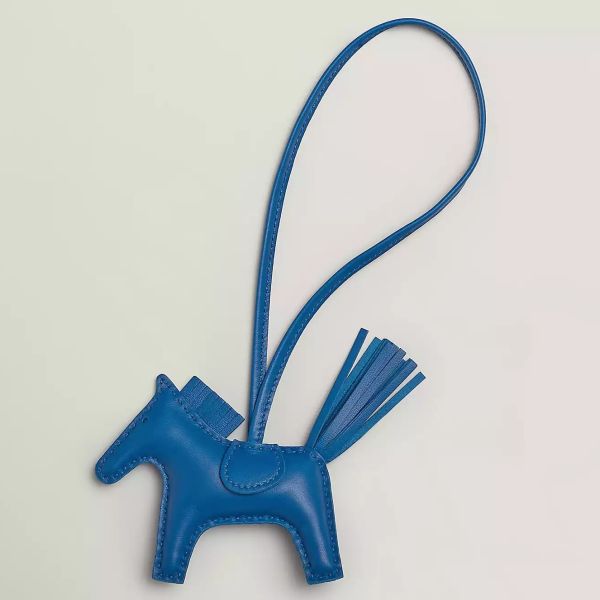 HERM Rodeo PM Bag Charm in Blue France Lambskin