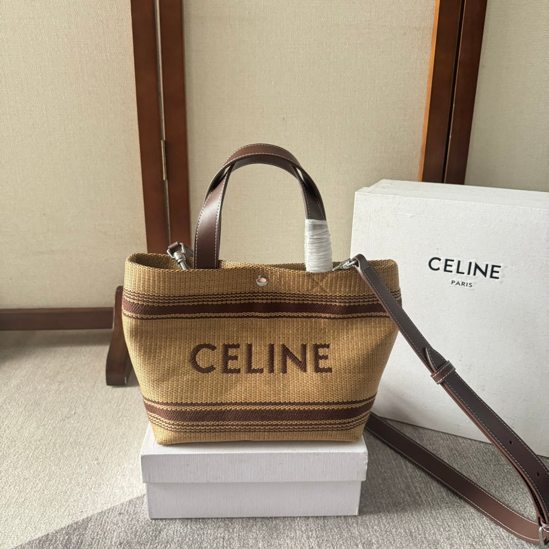 CELINE TOTE BAG 31 IN BROWN RAFFIA CABAS