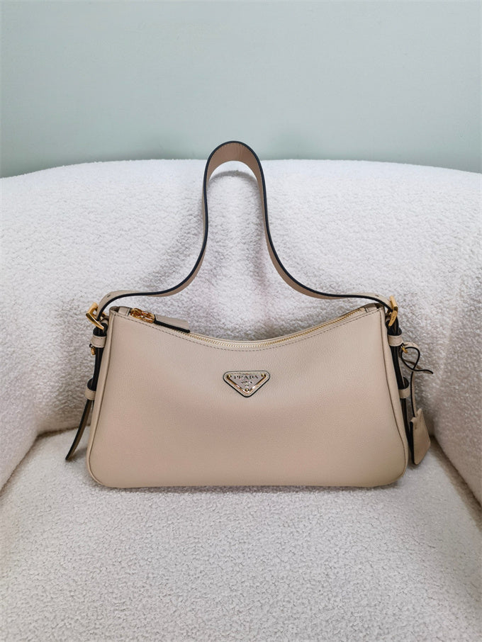 prada aimee large grained leather shoulder bag