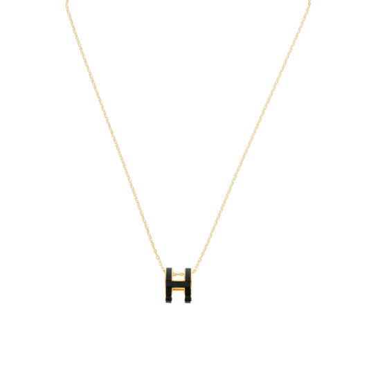 POP H NECKLACE BLACK PENDANT GOLD HARDWARE