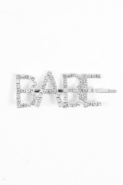 Silver Diamante Babe Slogan Hair Slide - Eriel