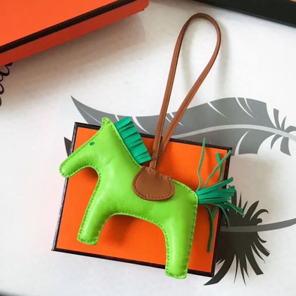 HERM Rodeo Horse Bag Charm In Fruit Green/Camarel/Green Leather