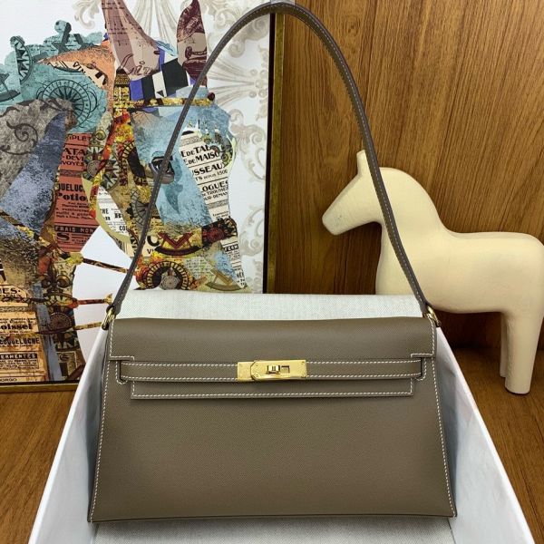 HERM Kelly Elan Handmade Bag In Taupe Epsom Leather