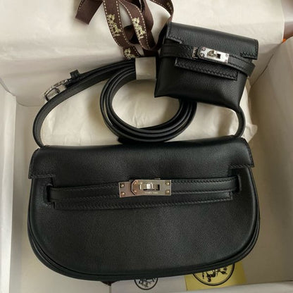 Herm√®s Kelly Moove Handmade Bag in Black Swift Calfskin