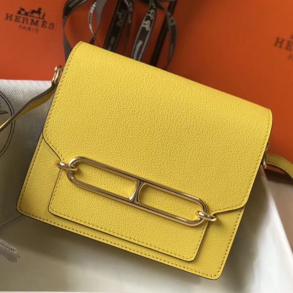 HERM Mini Sac Roulis 18cm Bag In Yellow Evercolor Calfskin