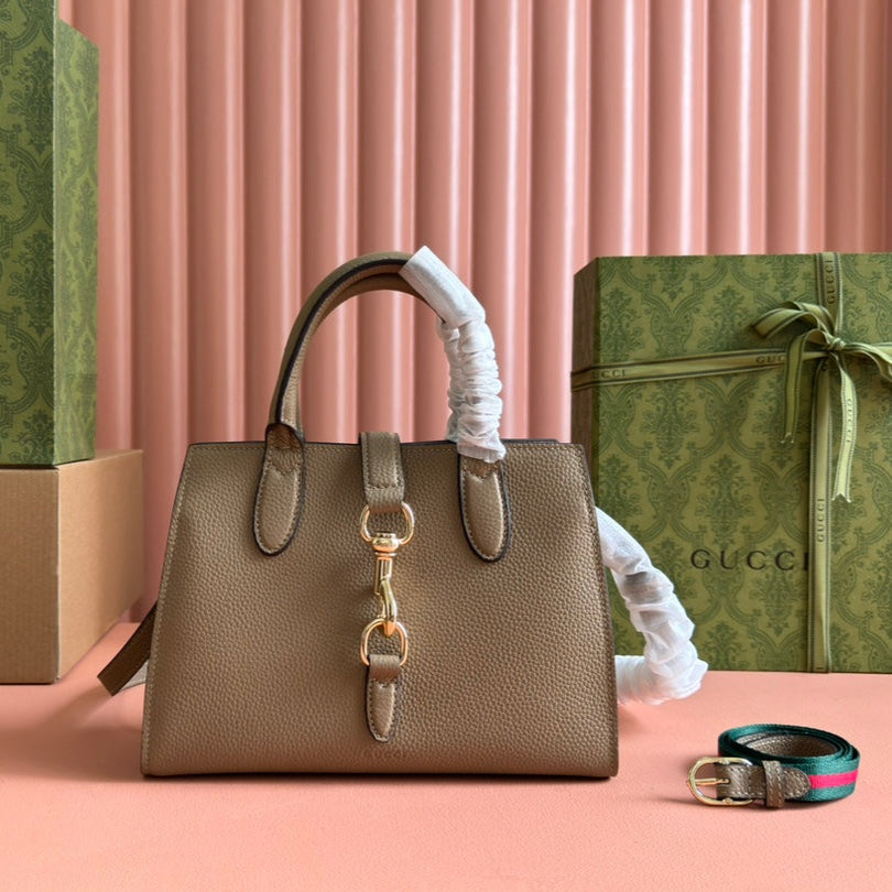 SMALL JACKIE 24 TOTE IN DARK BEIGE LAMBSKIN